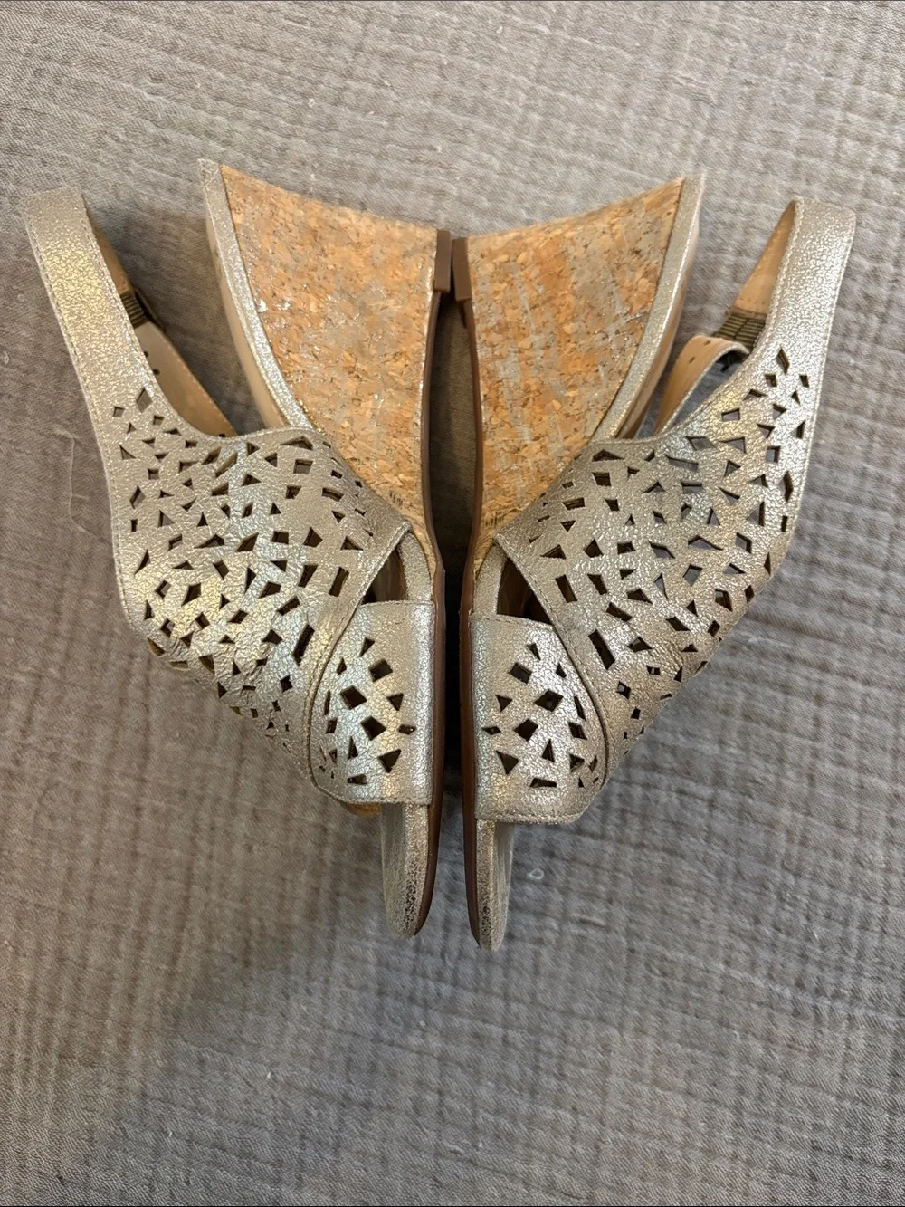 Johnston & Murphy Women's Metallic Cutout Slingback Wedge Sandals - Gold